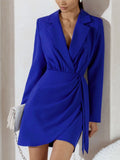 Autumn And Winter Fashion Women's Commuting Professional Dress French Body-Fits-Up Black Long-Sleeved Suit Dress 68HZ