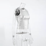 Fashion Knitting Pits Summer Bribs With Rounded Slings Small Vest Sexy Hollow Short Solid Color Top Woman 68HZ