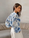 2025 Autumn New Fashion Collar Long Sleeve Loose Shirt With Casual Ladies National Style Printed Shirt 68HZ