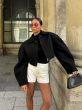 2025 Autumn Fashion Trend Casual Scimitum Collar Zipper Short Hair Coat Woman 68HZ