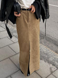 Autumn Classic Knitted Velvet High-Rise Straight Dress With Sexy Open Fork Casual Dress Girl 68HZ