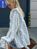 Autumn Design Sense Gentle Small Broken Lotus Edge Tied With Chiffon Top Woman 2025 New French Shirt 68HZ