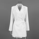 2026 New Design Feels Waist-Fitted Bow Temperament Elegant White Suit Dress Woman 68HZ