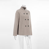 Brown French Style V-Neck Double Buckle Coat 2025 New Autumn Fall And Winter Suit Women's Clothing 68HZ