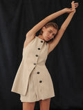 2025 Fashion Commute Simple Ragged Sleeveless T-Shirt Shorts Set Summer New Comfort Temperament Women's Dress 68HZ
