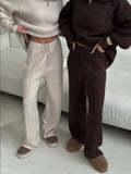 Autumn And Winter New High-Collar Lady Half-Zip-On T-Shirt Women's Autumn And Winter Suit Casual Trousers Two-Piece Women 68HZ