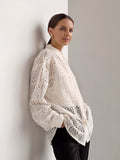 2025 New Lace Hollow Shirt Commuting Women Design Fashion Long-Sleeved Shirt Woman 68HZ