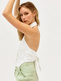 2025 Summer New White Cotton Sexy Hottie Hanging Back Sleeveless Small Vest Woman 68HZ