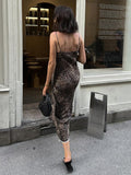 2025 New Sexy Fashion Leopard-Print Women's Summer Slings With Long-Dressed Dress Women 68HZ