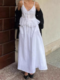 White Holiday Cotton Sling Sling Vest Long Skirt Set 2025 Summer New Two-Piece Set 68HZ