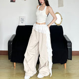 2025 Women's Summer New Solid Street Fashion High-Waist Leisure Irregular Ribbon 68HZ