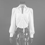 2025 French Body-Repair Cotton Short Temperament Long-Sleeved Shirt Autumn Fashion New Women's Top 68HZ