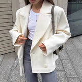 Casual White Small Suit Jacket Female Senior Sense Spring And Autumn New Rice White Niche Design Suit 68HZ