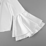 2026 Spring New Court Style French Horn Sleeve Long Sleeves With Elegant White Commuting Shirt 68HZ