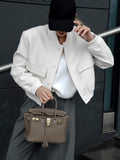 White Long-Sleeved Baseball Uniform Women's Clothing 2025 New Ins Wind Women's Jacket Jacket 68HZ