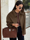 Autumn And Winter New Collar Long Sleeve Zipper Hair Jacket 2025 Fashion Loose Casual Women's Jacket 68HZ