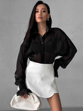 Spring And Summer New White Collar Sexy Perspective Yarn Shirt 2025 Fashion Lotus Edge Top 68HZ
