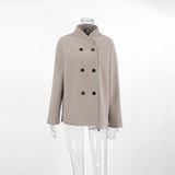 Brown French Style V-Neck Double Buckle Coat 2025 New Autumn Fall And Winter Suit Women's Clothing 68HZ