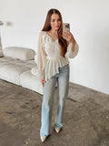 2025 Women's New Style Elegant Long-Sleeved Lotus Leafy Chiffon Autumn Irregular Top 68HZ