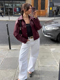2025 New Collar Pu Leather Coat Women's Autumn And Winter Short Loose Retro Locomotive Top 68HZ