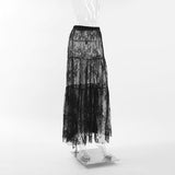 Black Sexy Perspective Lace High Waist Commuting Half-Sleek Dress 2025 New Fashioned Long Dress Woman 68HZ
