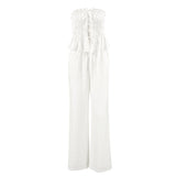 White Cotton Tecta Boobs Wide-Footed Sleeves With Sleeves 2025 Spring And Summer Fashion 68HZ