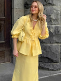 2025 New Summer Women's Suit Fashion Casual V-Neck Wrinkles With A Foam Sleeve Half-Dress 68HZ