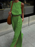 Cotton Sleeveless Vest Open-Footed Trouser Trousers Set 2025 Spring And Summer Casual Fashion Two Sets Of Women's Clothing 68HZ