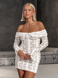 New Spring And Summer Sexy Shoulder Lace Trumpet Horn Sleeves To Pack A Hundred Dress Dress Women 68HZ