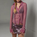 2026 Spring New Reflective Beauty Shoulder Small Coat Women Ribbon With Long-Sleeved Shirt Card 68HZ