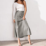 Autumn 2025 New High-Rise Skirt Silky Short-Slip Skirt Summer Fishtail Skirt Ice Silk Purple 68HZ