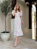 Printed Fishtail Dress Women's Bubble Sleeve Dress 2025 New Summer Floral Dress 68HZ