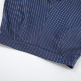 Tibetan Blue Retro Striped Casual Broad-Footed Trousers 2025 New Autumn Fashion Pantyhose Women 68HZ