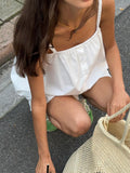 2025 Summer New Pure Cotton Temperament Casual Small Sling Square High Waist Wide-Footed Trousers Small Fresh Fashion Suit Woman 68HZ