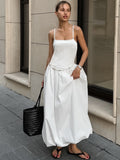 French Temperament Slings Bare Back Pony Pony Pony White Dress 2025 Autumn And Winter Fashion New Women's Dress 68HZ