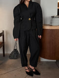 Vintage Long-Sleeved Black Suit Blouse Trousers Two Sets Of Women's Fashion Casual Suit Suit 68HZ