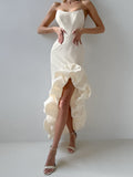 Famous Wind Three-Dimensional Evening Dress Female Senior Sense Of The Stud Simulation Silk Fork Carefully Machine Sexy Tset-Smear Dress 68HZ