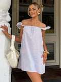 2025 Spring And Summer New Pure Cotton Comfortable Checkered Short Dress Simple Casual Shoulder Women's Clothing 68HZ