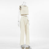 Street Style Fashion Casual Set Cassette Cotton Sleeveless Top Trousers Two Sets Of Summer Women 68HZ