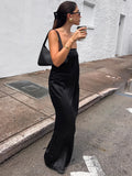 Black Sexy Boobs High-Waisted Loose Dress 2025 Summer Fashion New Long Dress Woman 68HZ