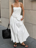 French Temperament Slings Bare Back Pony Pony Pony White Dress 2025 Autumn And Winter Fashion New Women's Dress 68HZ