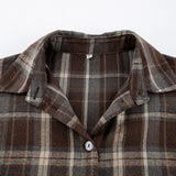 2025 Women's New Trend Chic Autumn Blouse Collar Long Plaid Shirt 68HZ