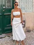 Summer Sling With Short Blouse Loose Comfortable Dress Set Women's Fashion Simple Cotton Two-Piece 68HZ