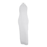 2025 Summer New Hanging Neck Sleeveless Sleeveless Slings White Dress Women's Bare Back Open Fork Fashion Dress 68HZ