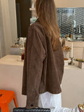 Autumn And Winter Retro Millard Velvet Collar Long-Sleeved Coat Women Simple High Sense Light Luxury Loose Thin Open Shirt 68HZ