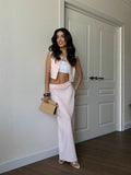 Daily Temperament Fashion Vest Set Summer New Umbilly Design Feeling Solid Half-Dress Two-Set Woman 68HZ