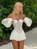 New Temperament Hottie Tradio Lace Sexy Dress Spring And Summer Long Sleeve Hollow Bodydresser 68HZ