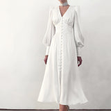 Spring 2025 New Densate Dress Female Design Lantern Sleeves To Show Thin Temperament Long Dress 68HZ