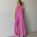 Ucka-Colored Cotton Tampons With Sleeveless Neck Vest Broad-Footed Trousers Set 2025 Spring And Summer Fashion New 68HZ