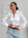 2025 French Body-Repair Cotton Short Temperament Long-Sleeved Shirt Autumn Fashion New Women's Top 68HZ